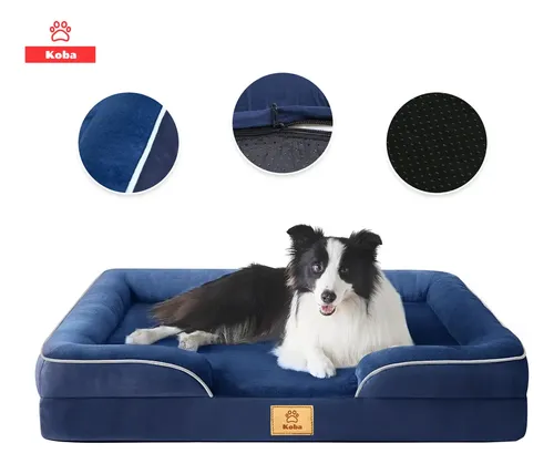 Cama Antiestrés Perro Colchón Ortopédica 90x63cm Grande Azul