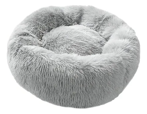 Cama Antiestrés Peluda Para Perros Y Gatos 60 Cm Color Gris claro