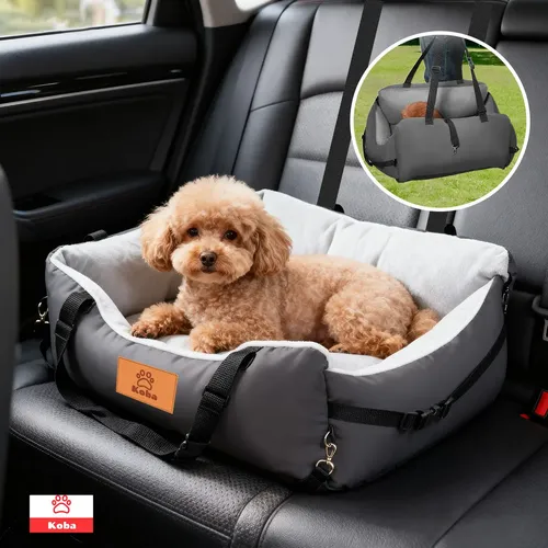 Cama Mascota Portátil Tipo Asiento De Auto Para Perros Gatos Color Gris Oscuro Diseño Cama Mascota Para Viajes Marca KOBA