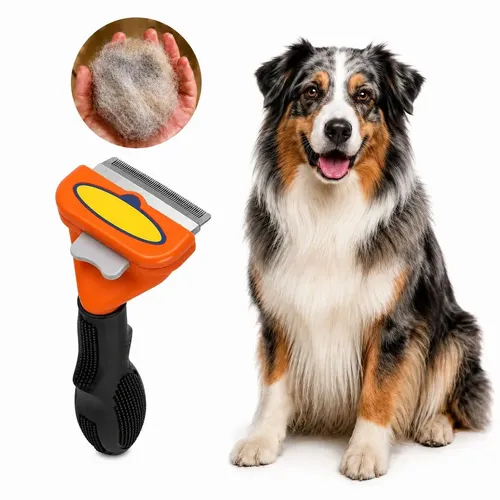 Peine Deslanador Cepillo Saca Pelo Perros Gatos Pelo Largo Talla M Cerdas Acero Petvance