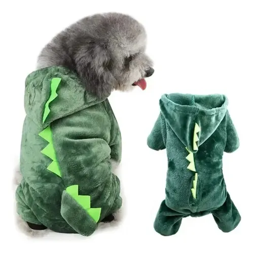 Pijama Perros Gatos Ropa Calida De Invierno Dormir Mascotas Color L/ Verde