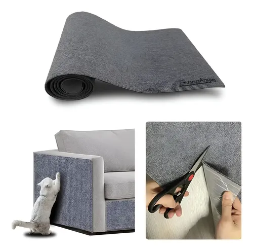 Autoadhesivo Rascador De Gatos P/ Esquina Y Pared 30×200cm Gris